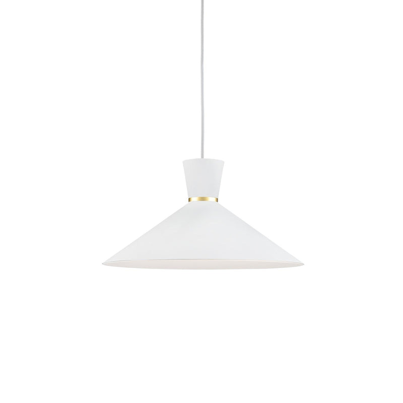Vanderbilt 16" Pendant in White With Gold Detail