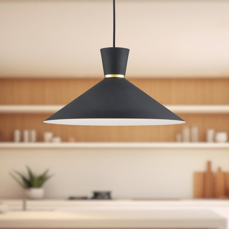 Vanderbilt 16" Pendant in White With Gold Detail