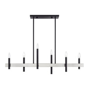 Denmark 6-Light Linear Chandelier in Black with Brushed Nickel Accents