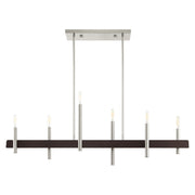 Denmark 6-Light Linear Chandelier in Brushed Nickel with Bronze Accents