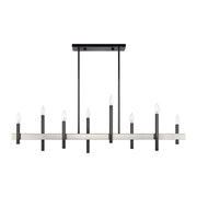 Denmark 8-Light Linear Chandelier in Black Chrome with Brushed Nickel Accents