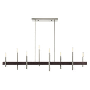 Denmark 8-Light Linear Chandelier in Brushed Nickel with Bronze Accents