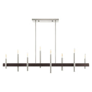 Denmark 8-Light Linear Chandelier in Brushed Nickel with Bronze Accents