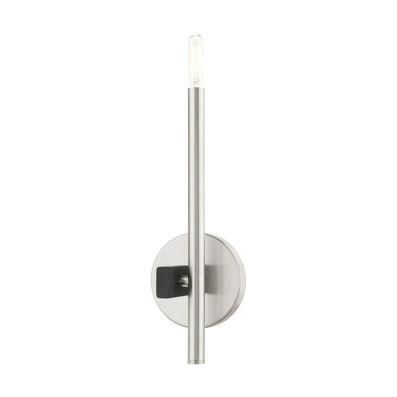 Denmark ADA Wall Sconce in Brushed Nickel with Black Accents