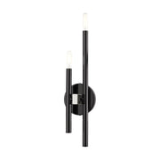 Denmark 2-Light Large ADA Double Wall Sconce in Black Chrome with Brushed Nickel Accents