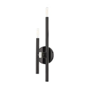 Denmark 2-Light Large ADA Double Wall Sconce in Black Chrome with Brushed Nickel Accents