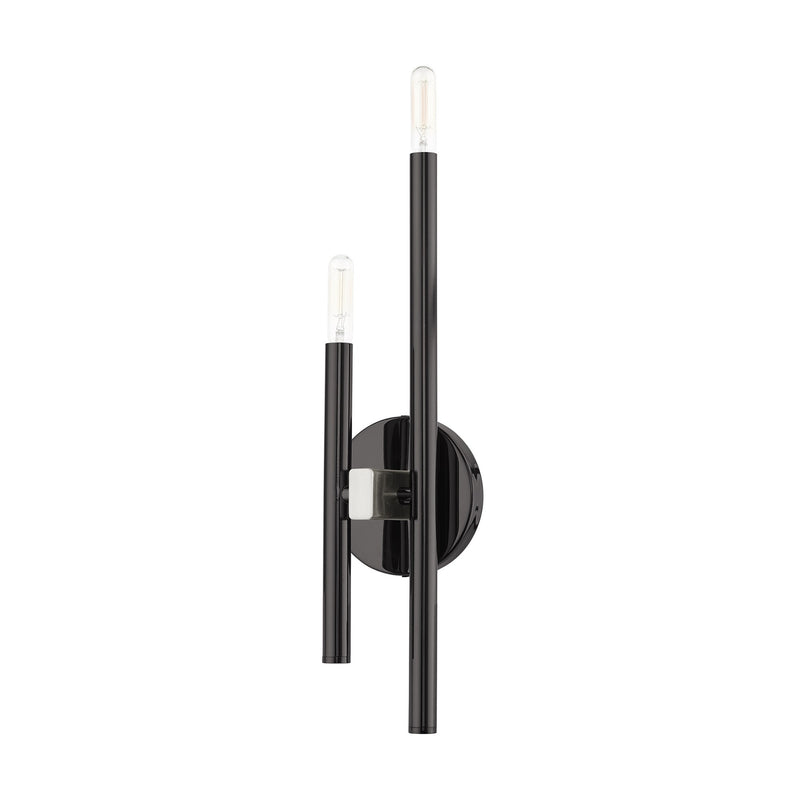 Denmark 2-Light Large ADA Double Wall Sconce in Black Chrome with Brushed Nickel Accents