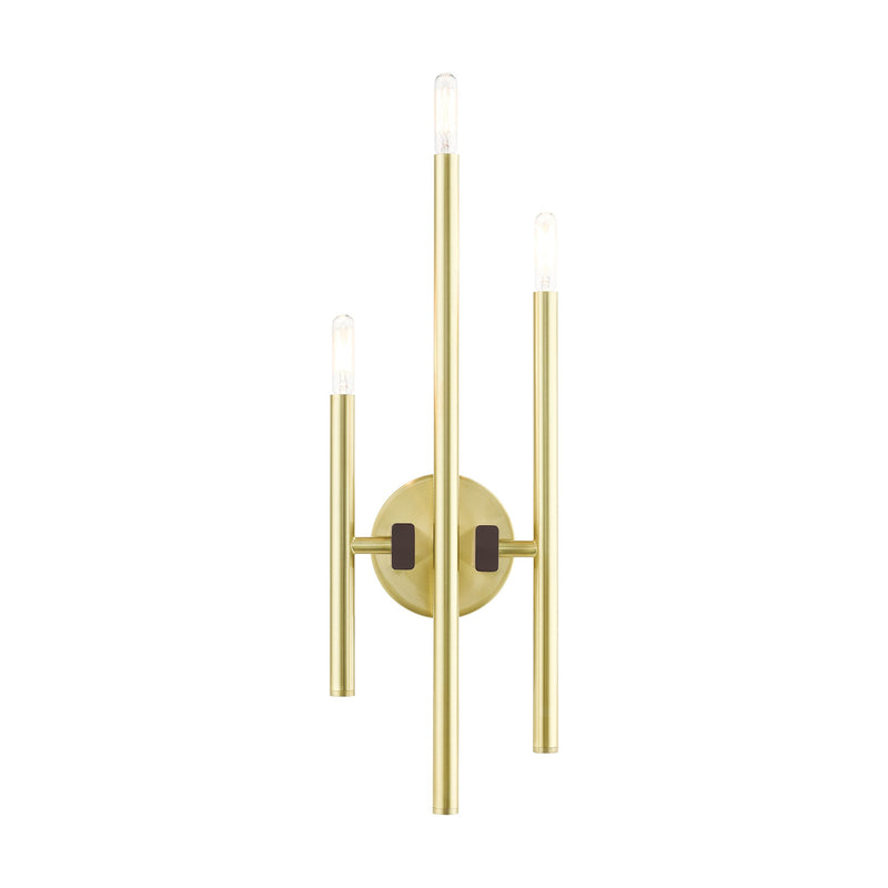 Denmark 3-Light Large ADA Triple Wall Sconce in Satin Brass with Bronze Accents
