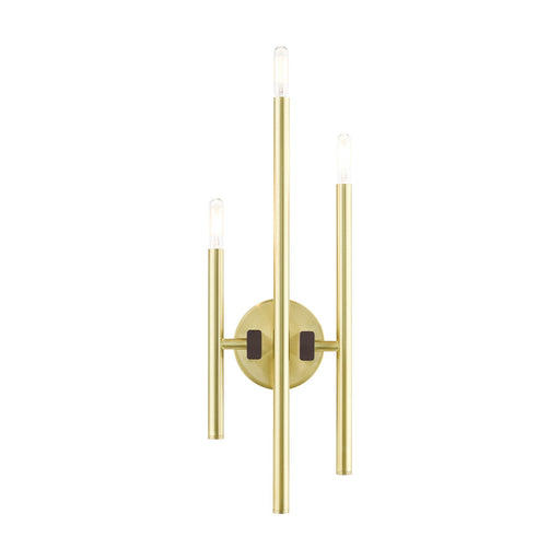 Denmark 3-Light Large ADA Triple Wall Sconce in Satin Brass with Bronze Accents