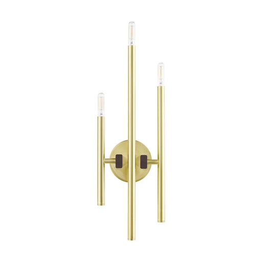 Denmark 3-Light Large ADA Triple Wall Sconce in Satin Brass with Bronze Accents