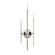 Denmark 3-Light Large ADA Triple Wall Sconce in Brushed Nickel with Black Accents