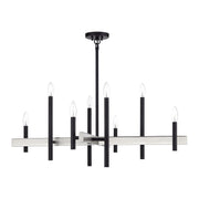 Denmark 8-Light Large Chandelier in Black with Brushed Nickel Accents
