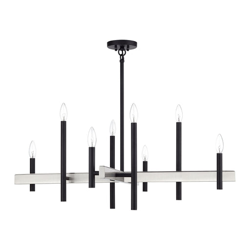 Denmark 8-Light Large Chandelier in Black with Brushed Nickel Accents