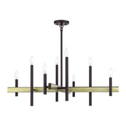 Denmark 8-Light Large Chandelier in Bronze with Antique Brass Accents