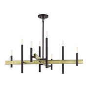 Denmark 8-Light Large Chandelier in Bronze with Antique Brass Accents