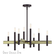 Denmark 8-Light Medium Chandelier in Bronze with Antique Brass Accents