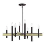 Denmark 8-Light Medium Chandelier in Bronze with Antique Brass Accents