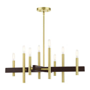 Denmark 8-Light Medium Chandelier in Satin Brass with Bronze Accents
