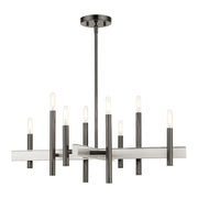 Denmark 8-Light Medium Chandelier in Black Chrome with Brushed Nickel Accents