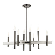 Denmark 8-Light Medium Chandelier in Black Chrome with Brushed Nickel Accents