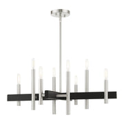 Denmark 8-Light Medium Chandelier in Brushed Nickel with Black Accents