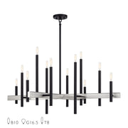 Denmark 12-Light Extra Large Foyer Chandelier in Black with Brushed Nickel Accents