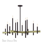 Denmark 12-Light Extra Large Foyer Chandelier in Bronze with Antique Brass Accents