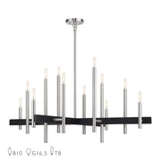 Denmark 12-Light Extra Large Foyer Chandelier in Brushed Nickel with Black Accents