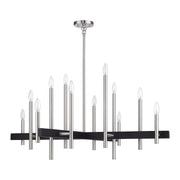 Denmark 12-Light Extra Large Foyer Chandelier in Brushed Nickel with Black Accents
