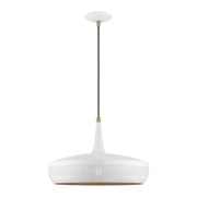 Banbury Pendant in White with Antique Brass Accents