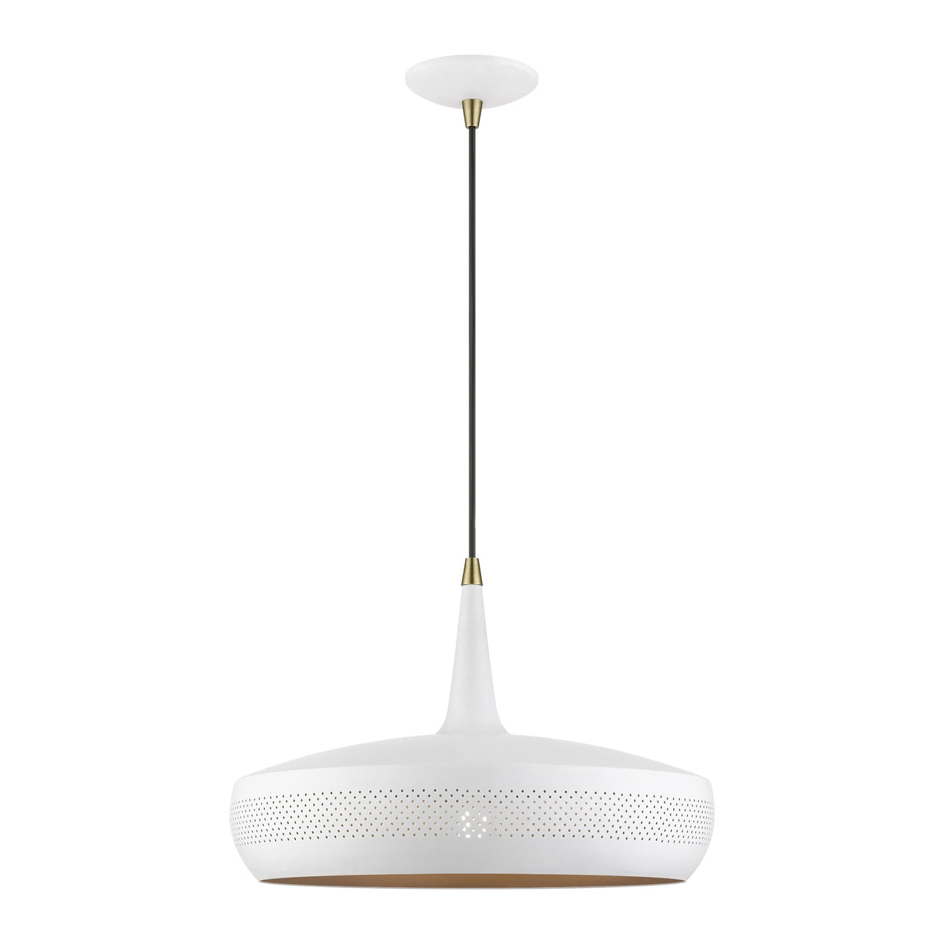 Banbury Pendant in White with Antique Brass Accents
