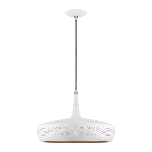 Banbury Pendant in White with Antique Brass Accents