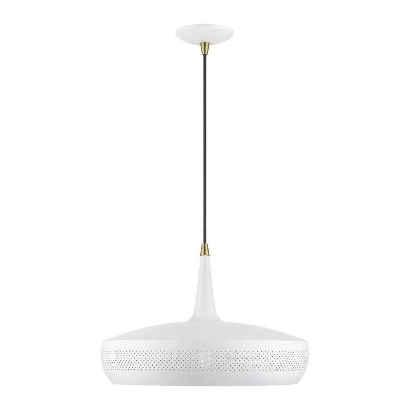 Banbury Pendant in White with Antique Brass Accents