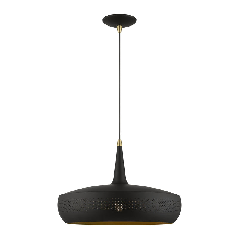 Banbury Pendant in Black with Antique Brass Accents