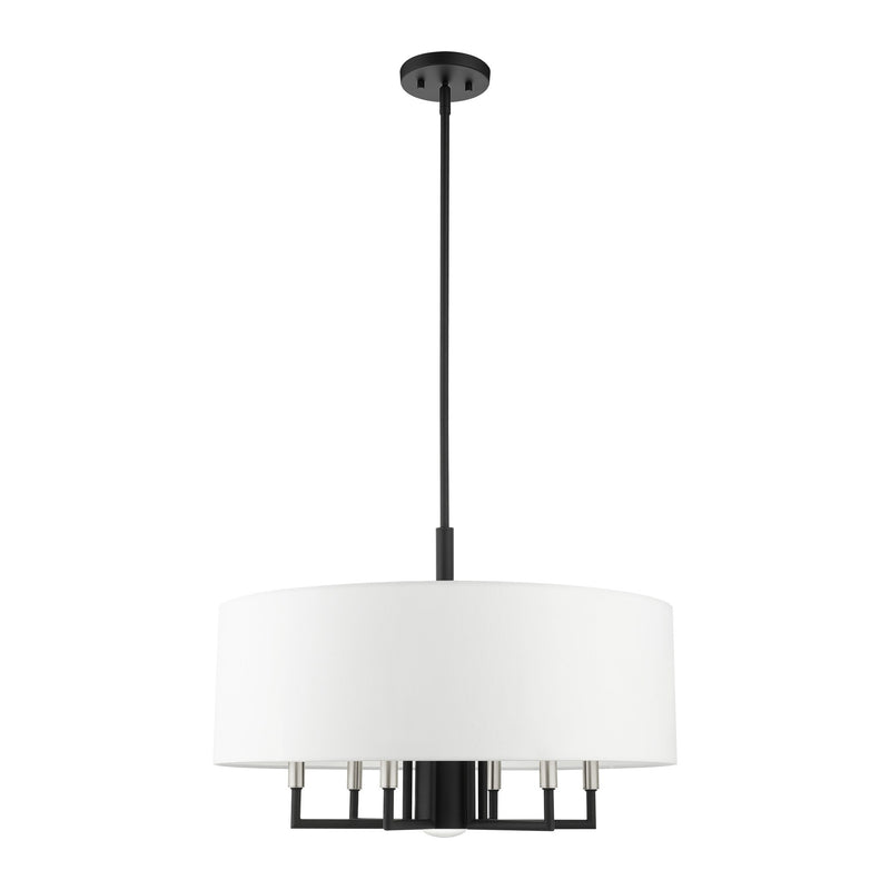 Meridian 7-Light Chandelier in Black with Brushed Nickel Accents