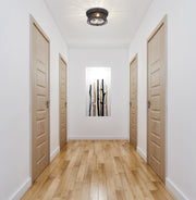 Clarion 2 Light 12" Flush Mount in Bronze in a room setting