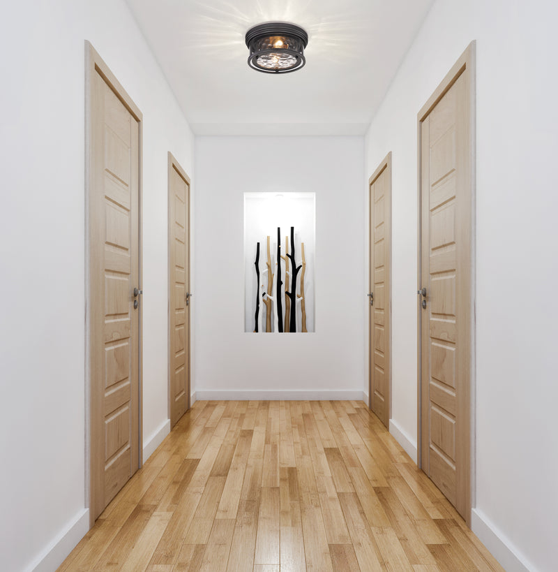 Clarion 2 Light 12" Flush Mount in Bronze in a room setting