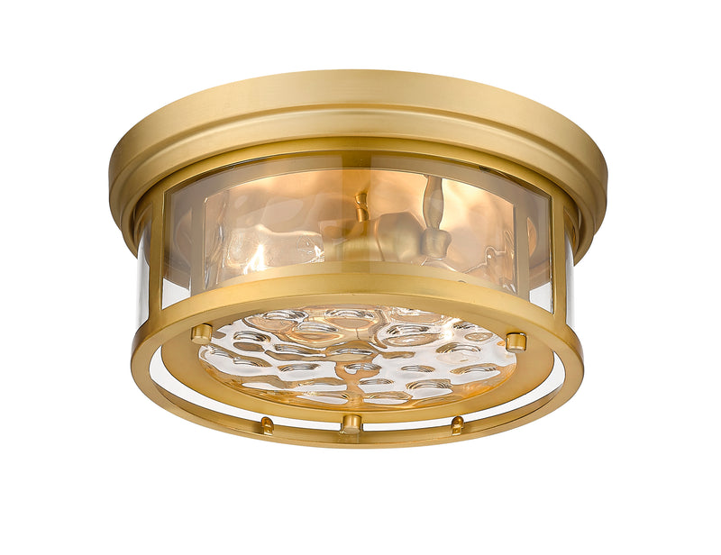 Clarion 2 Light 12" Flush Mount in Olde Brass
