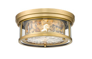 Clarion 2 Light 12" Flush Mount in Rubbed Brass