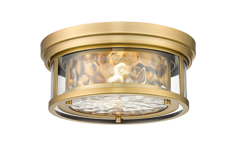 Clarion 2 Light 12" Flush Mount in Rubbed Brass