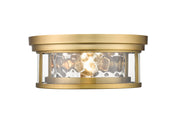 Clarion 2 Light 12" Flush Mount in Rubbed Brass