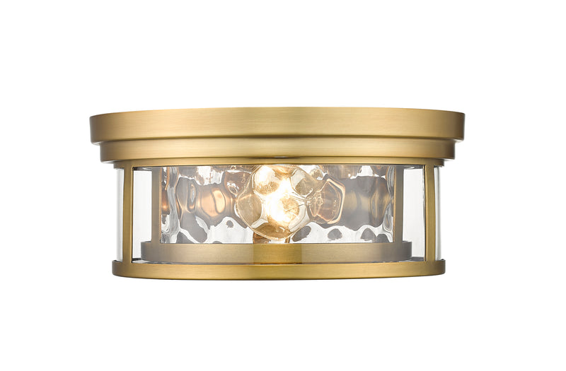 Clarion 2 Light 12" Flush Mount in Rubbed Brass