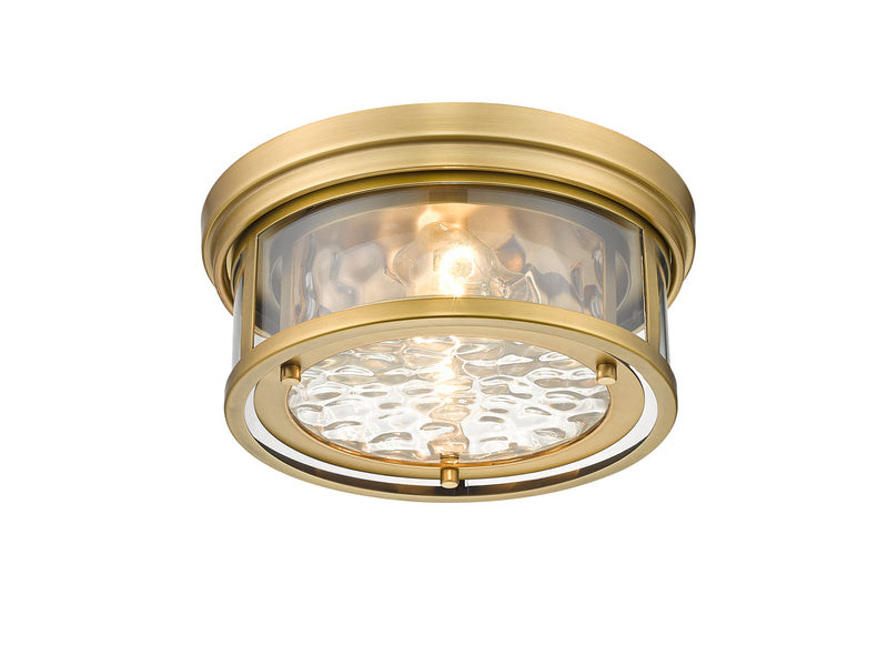 Clarion 2 Light 12" Flush Mount in Rubbed Brass