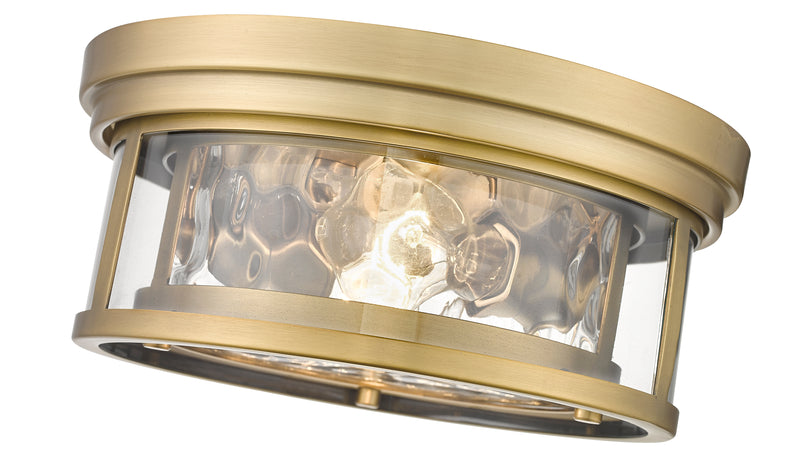 Clarion 2 Light 12" Flush Mount in Rubbed Brass