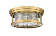 Clarion 2 Light 12" Flush Mount in Rubbed Brass