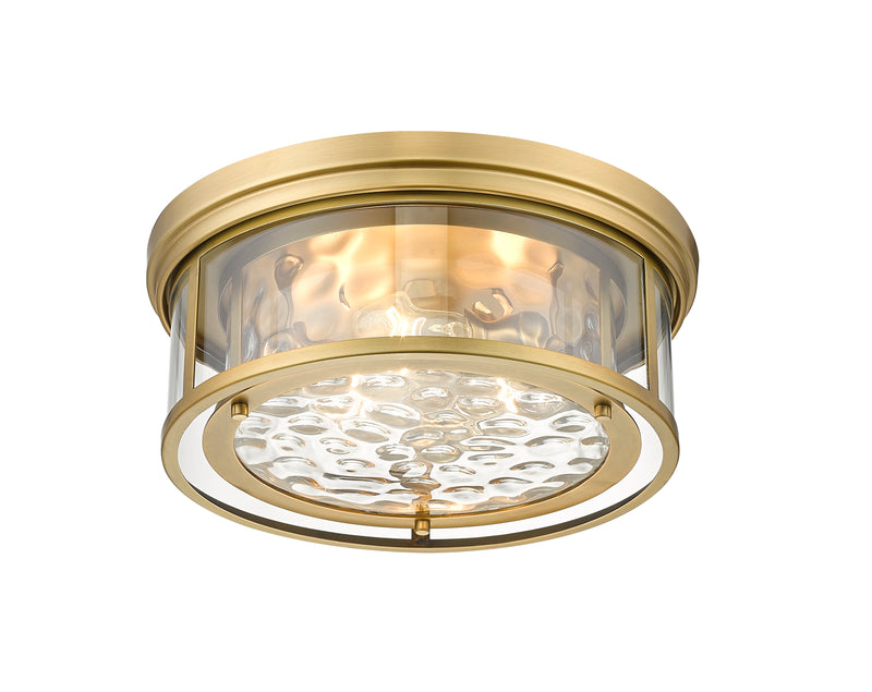 Clarion 3 Light 16" Flush Mount in Rubbed Brass