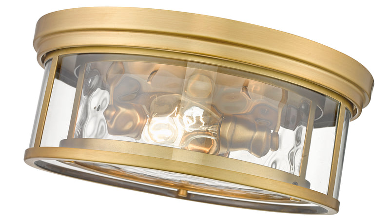 Clarion 3 Light 16" Flush Mount in Rubbed Brass