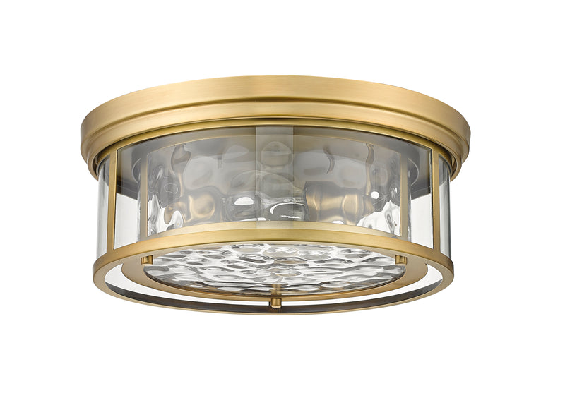 Clarion 3 Light 16" Flush Mount in Rubbed Brass