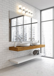 Artemis 10 Light 45" Vanity in Brushed Nickel in a room setting