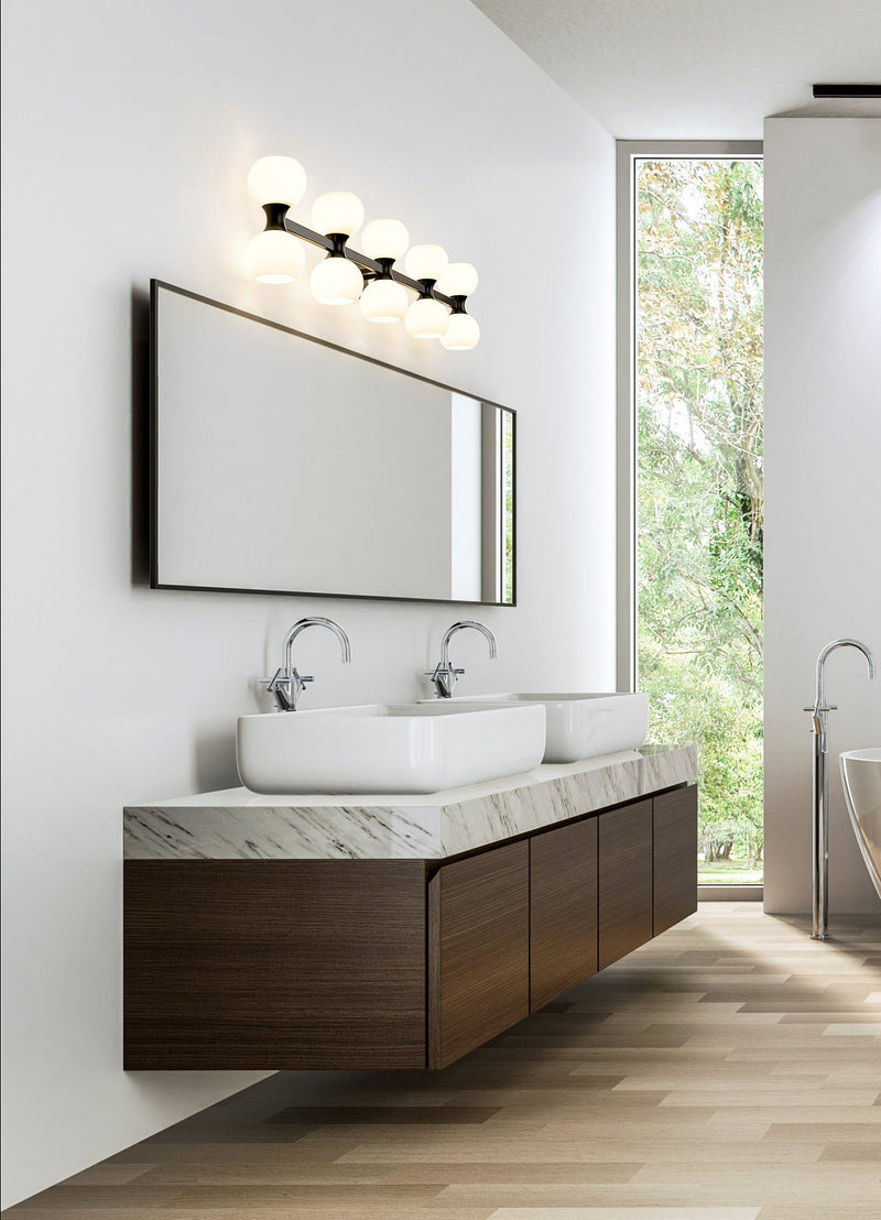 Artemis 10 Light 45" Vanity in Matte Black in a room setting
